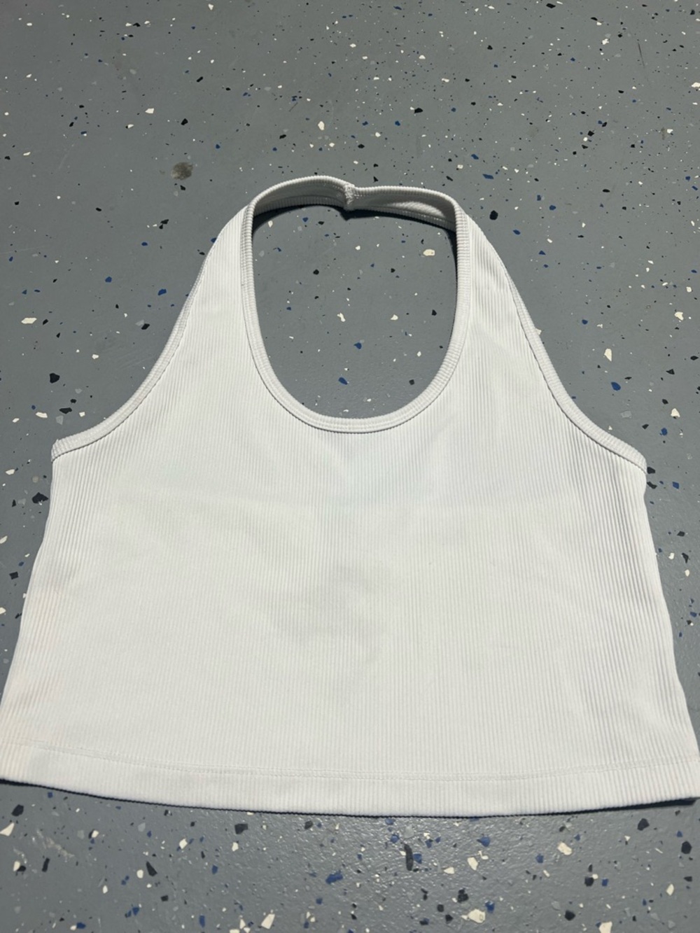 H&M White Ribbed Halter Crop Top